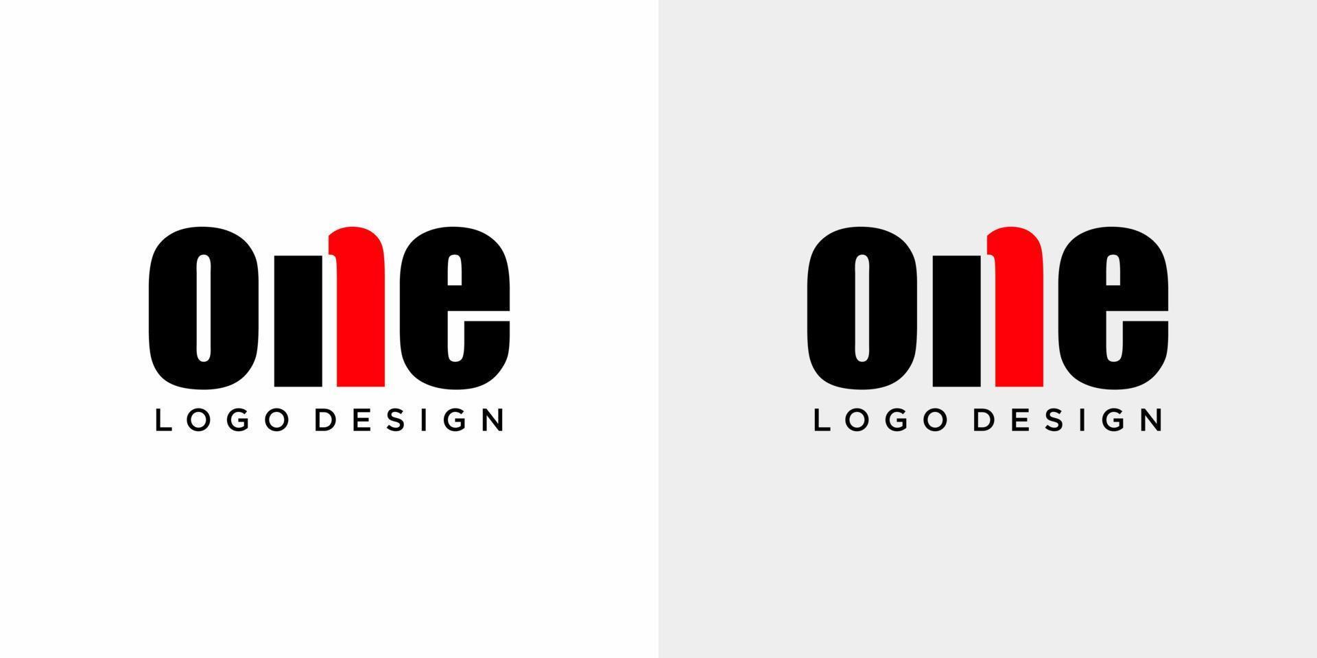 Nummer 1 Wortmarken-Logo-Design mit schwarzem und weißem Hintergrund. vektor