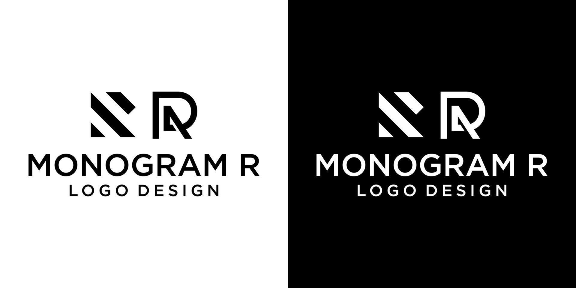 två bokstäver r monogram logotyp design med ljus och mörk bakgrund. vektor