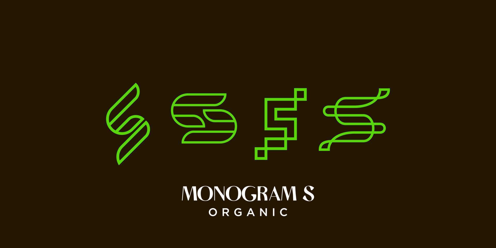 buchstabe s monogramm natürliches logo-design mit grüner farbe. vektor