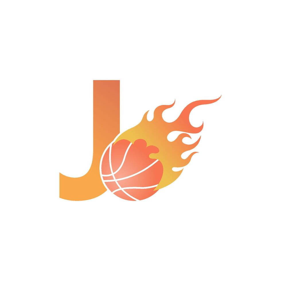 bokstaven i med basketboll i brand illustration vektor