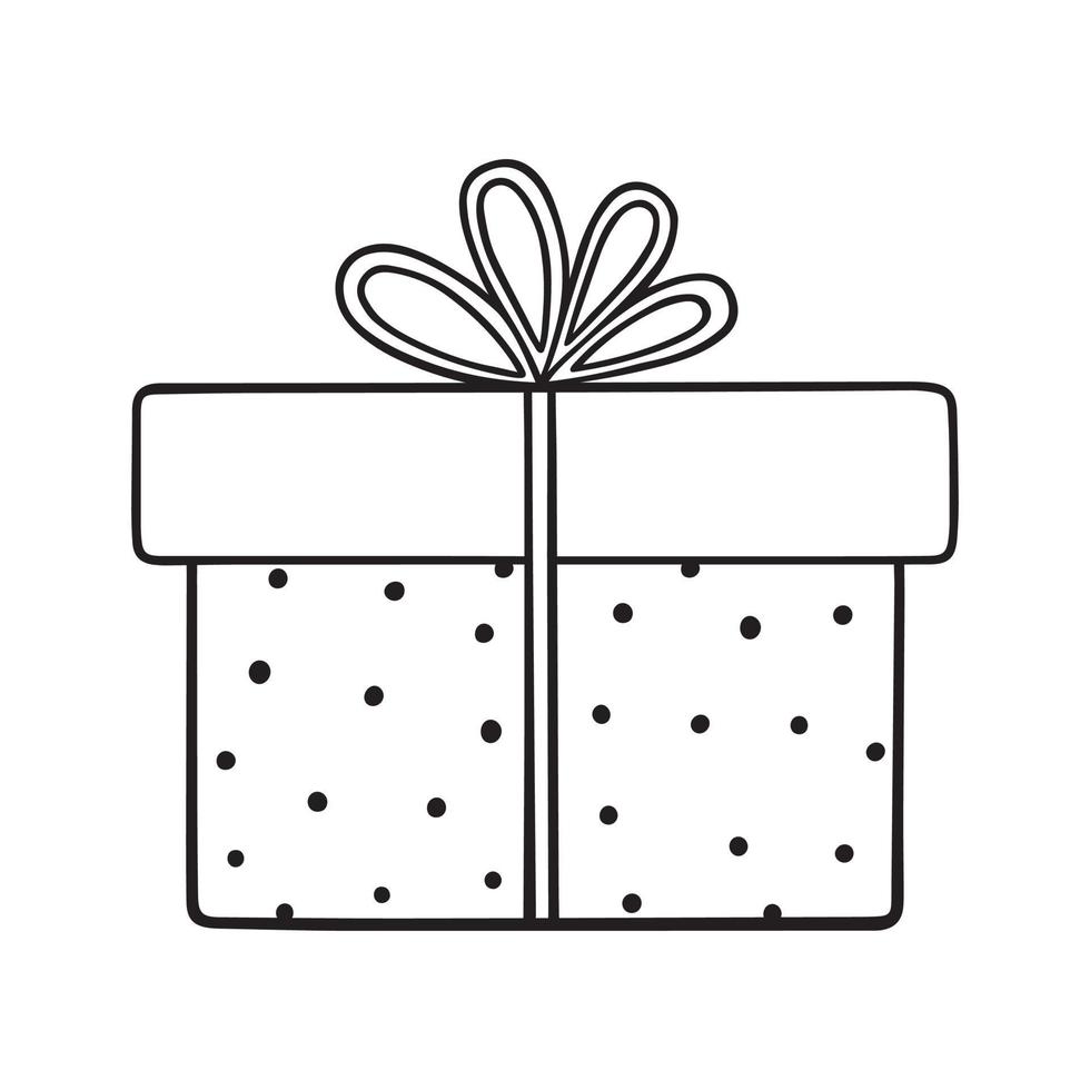 hand gezeichnetes geschenkboxgekritzel. geschenkbox mit schleife und band im skizzenstil. Vektor-Illustration isoliert auf weißem Hintergrund. vektor