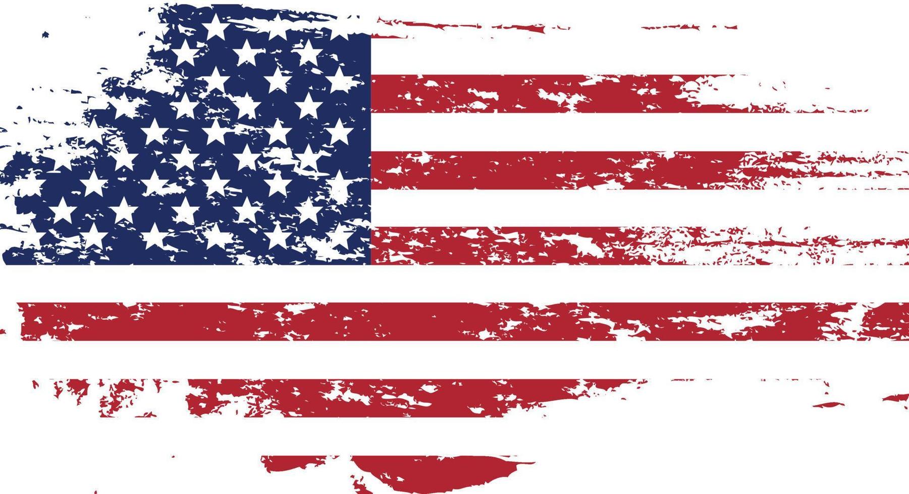 USA flagga i grunge stil. penseldrag usa flag.old smutsiga amerikanska flaggan. amerikansk symbol. raster illustration vektor