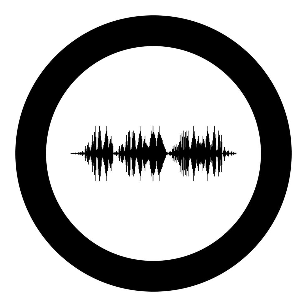 radiovåg trådlös puls ljud musik ikon i cirkel rund svart färg vektor illustration bild solid kontur stil