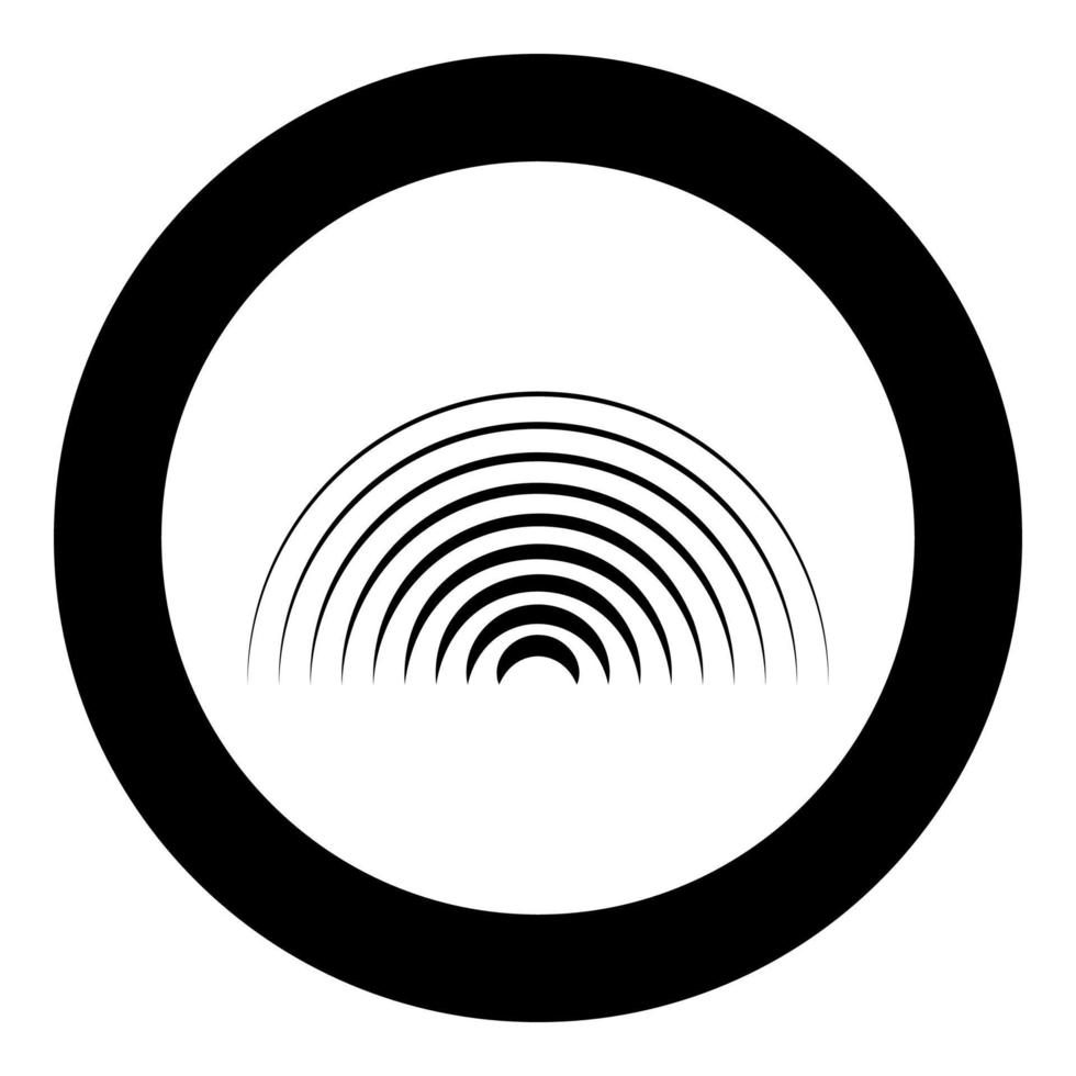 Funkwellen-Wireless-Symbol im Kreis runder schwarzer Farbvektor-Illustrationsbild solider Umrissstil vektor
