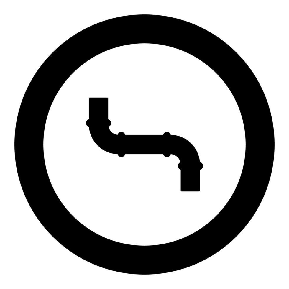 Rohrsymbol im Kreis rund schwarz Farbe Vektor Illustration Bild solide Umrisse Stil