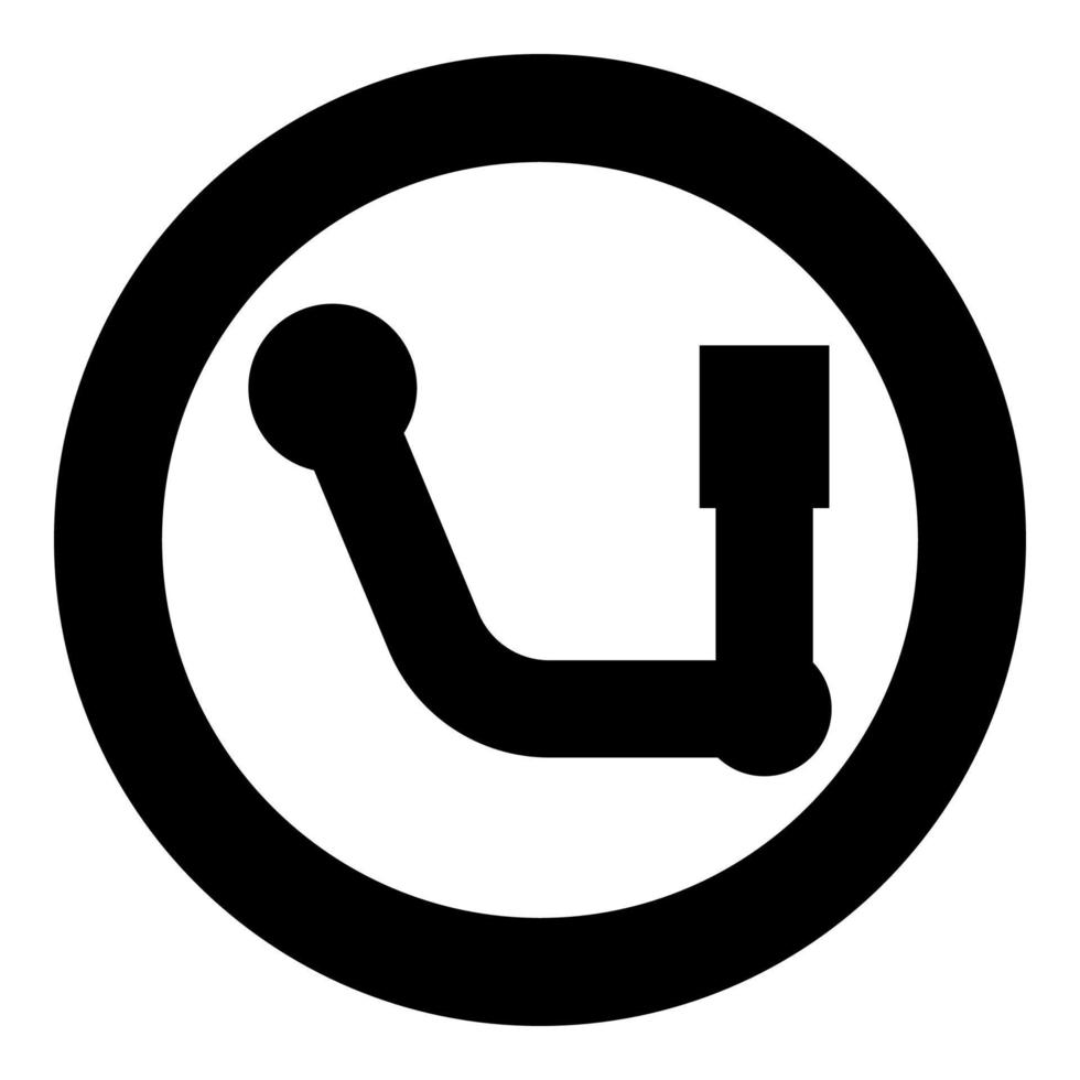 Symbol für die Unterstützung der Autoaufhängung im Kreis, rund, schwarz, Vektorillustrationsbild, solider Umrissstil vektor