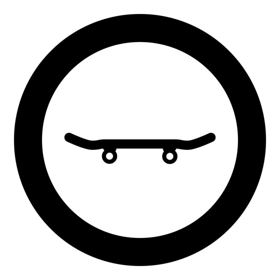 Skateboard-Longboard-Symbol im Kreis rund schwarz Farbe Vektor Illustration Bild solide Umrisse Stil