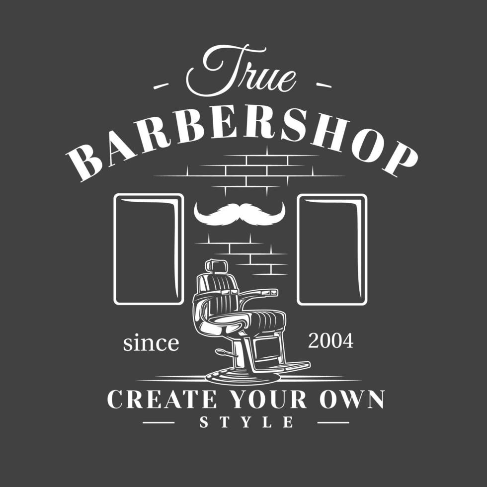 Barbershop-Label auf schwarzem Hintergrund isoliert vektor