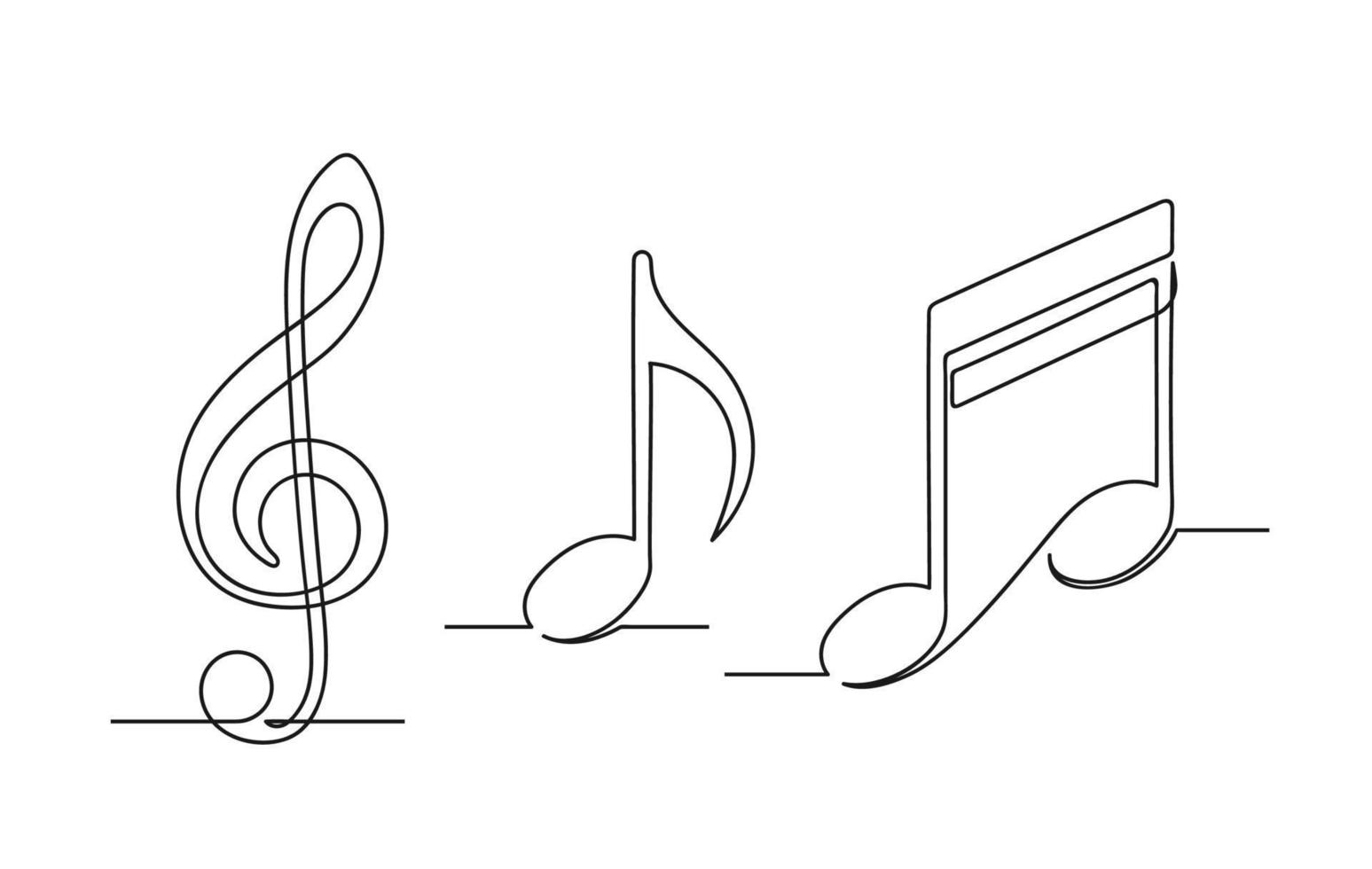 Satz fortlaufender einzeiliger Zeichnungen von Musiknoten vektor