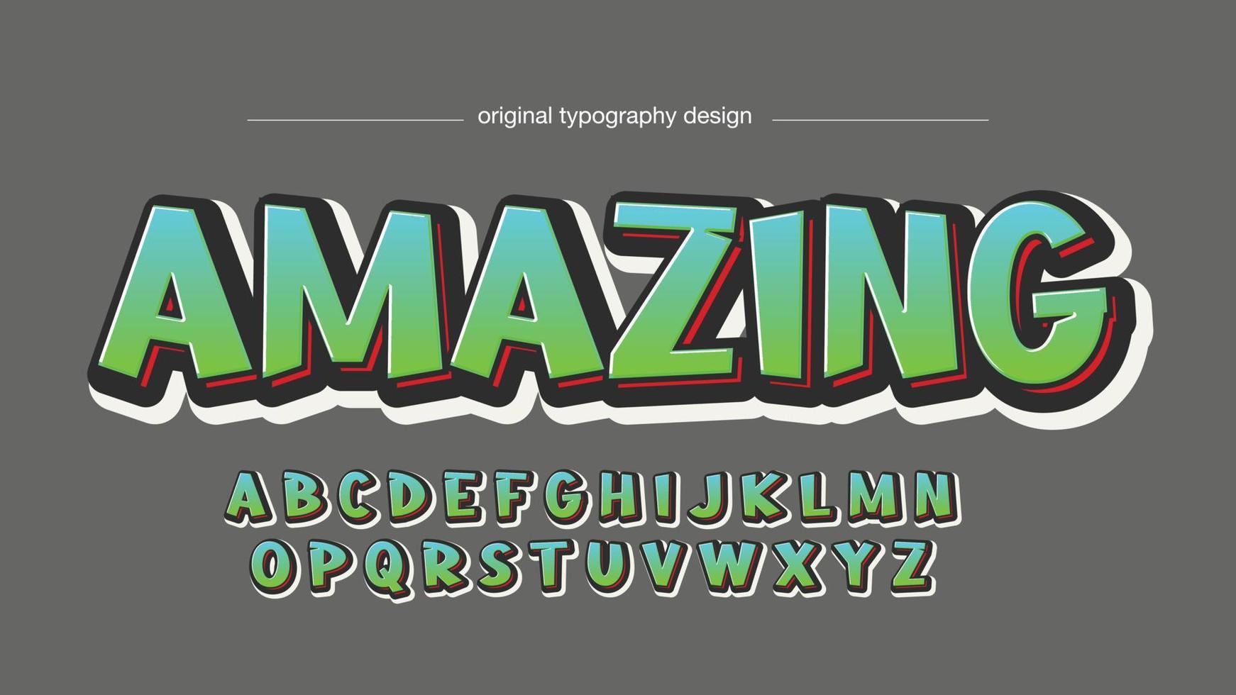 grün-blaue 3d-cartoon-display-typografie vektor