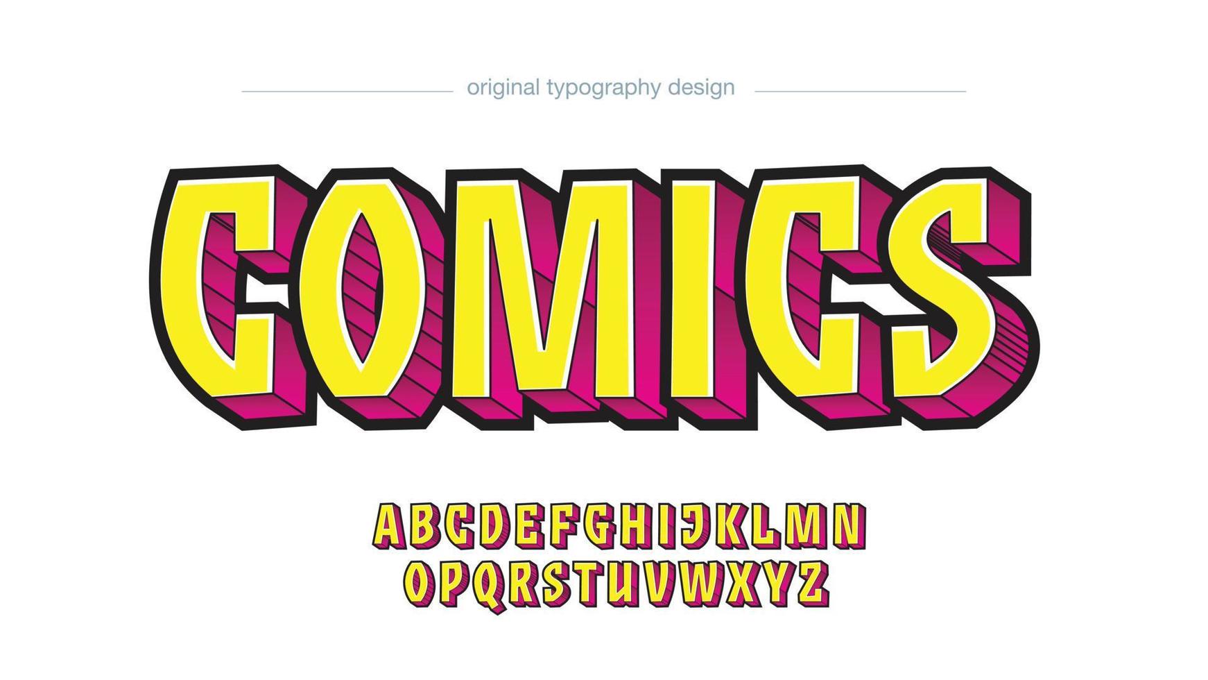 gul och rosa 3d versaler tecknad typografi vektor