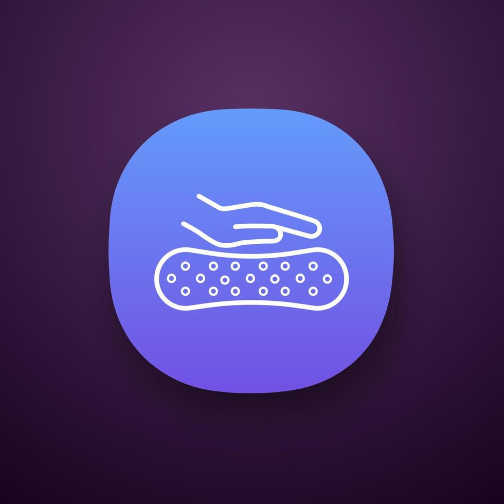 latex madrass material app ikon. memory foam eller gelmadrass, kuddfyllare. mjuk, elastisk, kroppsformad latex. ui ux användargränssnitt. webb- eller mobilapplikation. vektor isolerade illustration