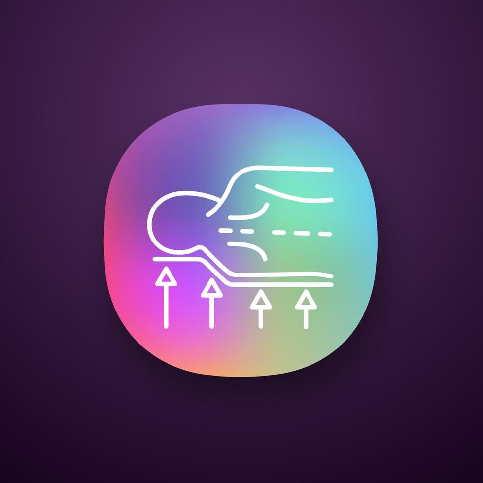 ortopedisk madrass app ikon. ui ux användargränssnitt. anatomisk memory foam madrass. ortopediskt stöd för ryggraden. rätt sovställning. webb- eller mobilapplikation. vektor isolerade illustration