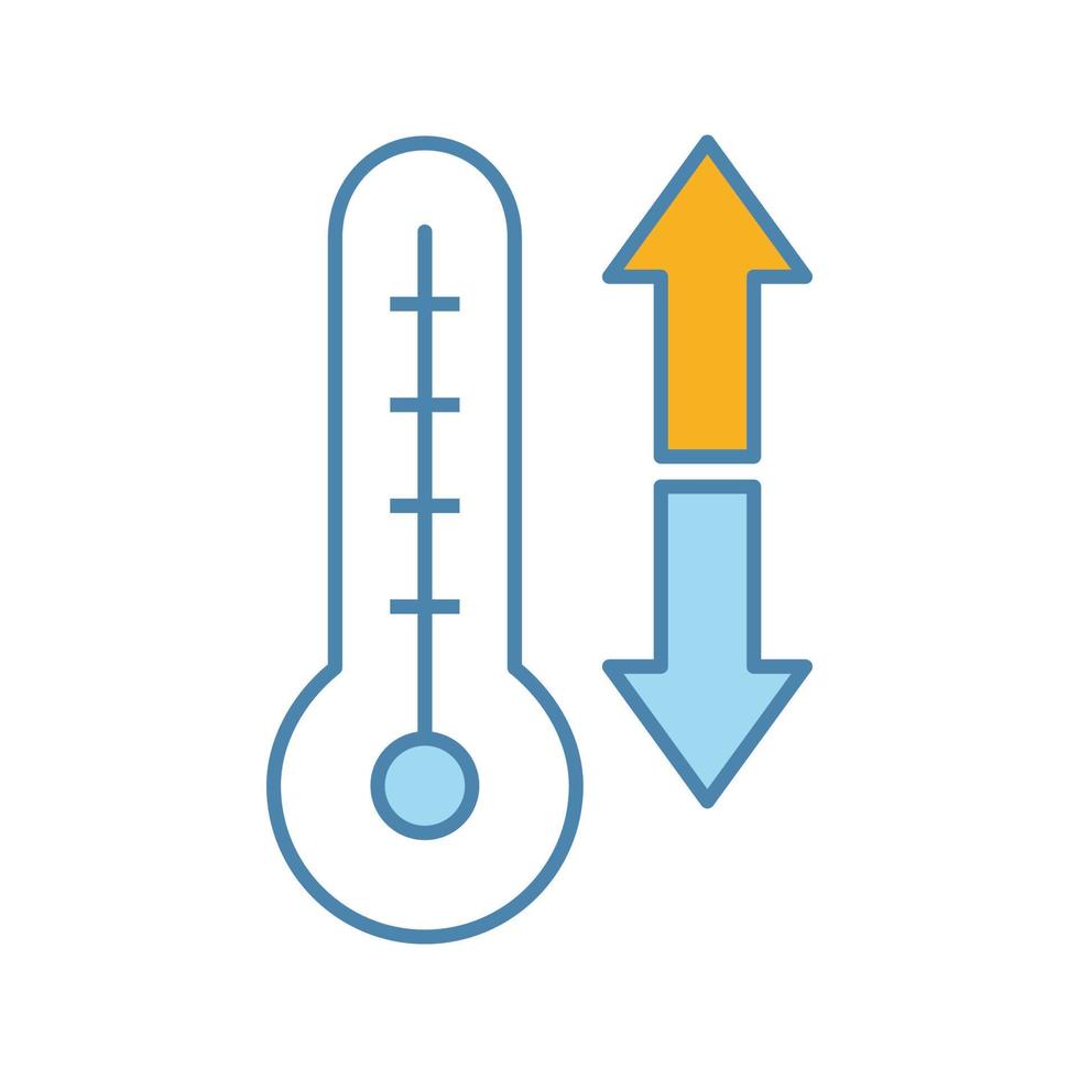 Symbol für die Farbe der Klimaanlage. Temperaturregelung. Thermometer mit Abwärts- und Aufwärtspfeilen. isolierte Vektorillustration vektor
