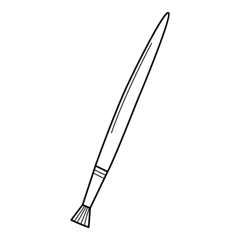 en pensel för att rita, ett verktyg för konst. skolobjekt. klotter. handritad svart och vit vektorillustration. designelement är isolerade på en vit bakgrund vektor