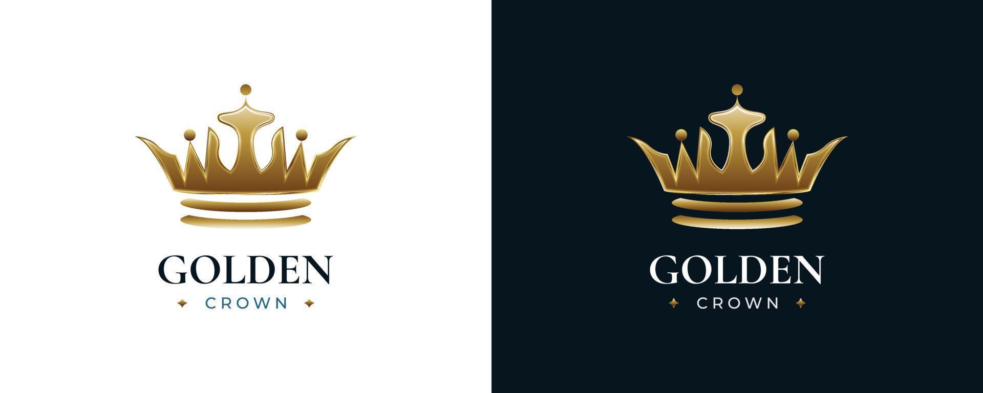 lyxig gyllene krona logotyp design. kunglig kung eller drottning krona logotyp eller ikon. elegant diadem vektorillustration vektor