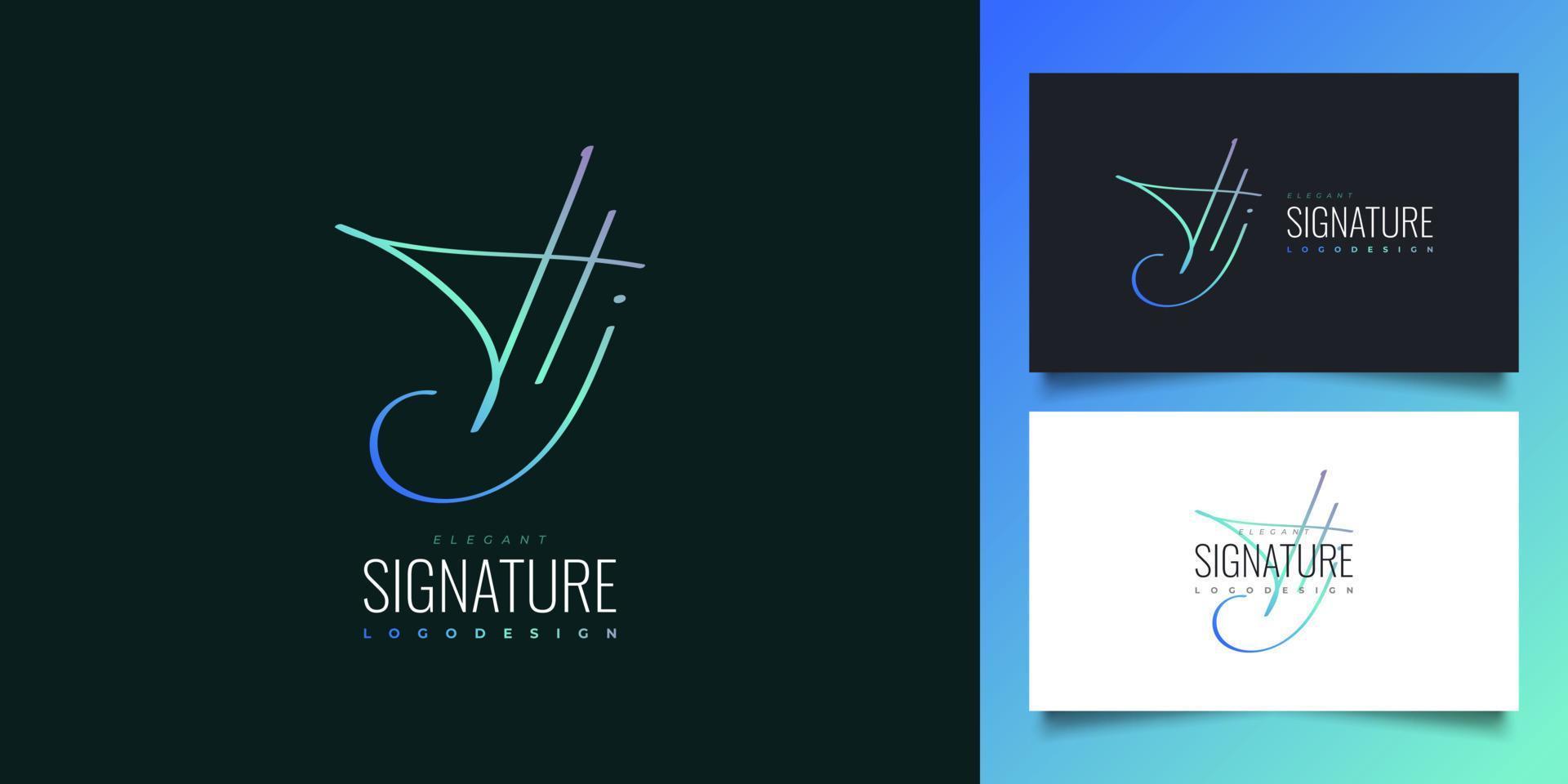 minimalistisk bokstav h och j logotypdesign med handstil. hj initial signatur för logotyp eller företagsidentitet vektor