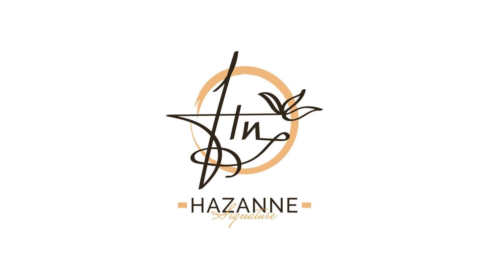 inledande h- och n-logotypdesign med elegant och minimalistisk handstil. hn signaturlogotyp eller symbol för bröllop, mode, smycken, boutique och affärsidentitet vektor