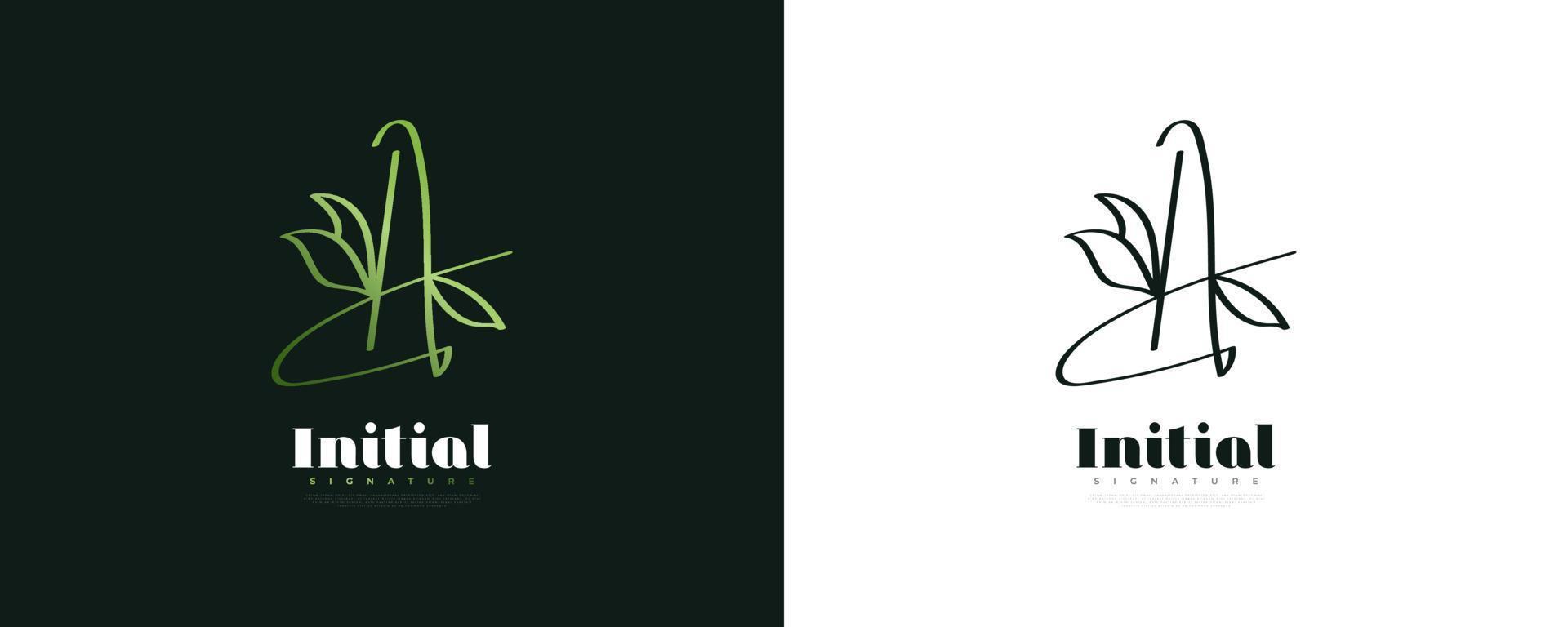 bokstaven en logotyp design med löv och natur koncept. bokstäver en signaturlogotyp eller symbol med handstil för företagens varumärkesidentitet vektor