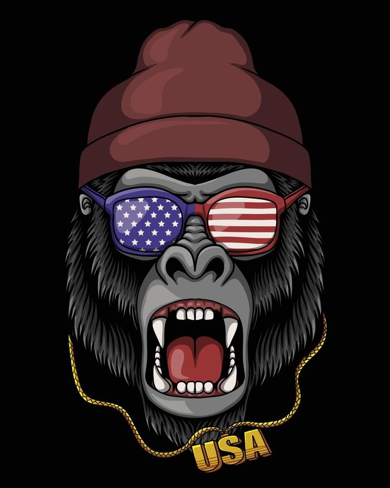 gorilla cool amerika flagga vektorillustration vektor