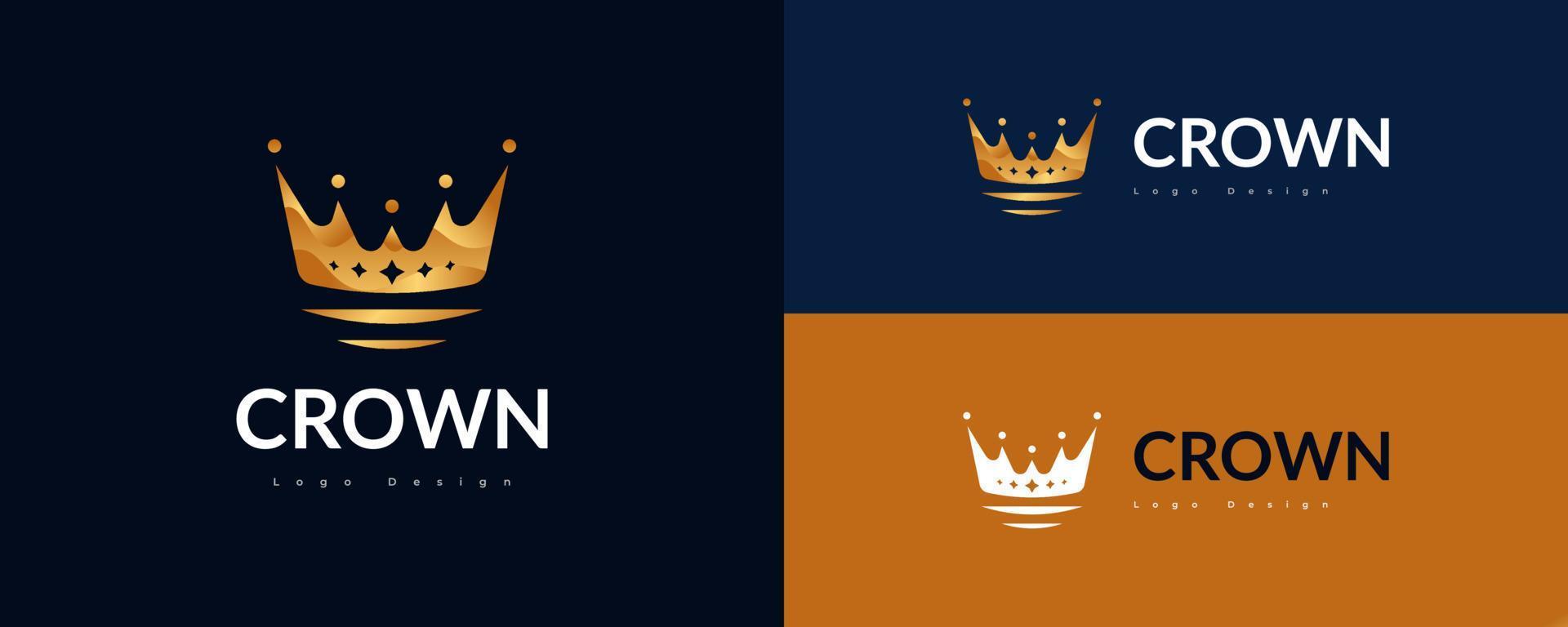 lyxig gyllene krona logotyp design. kunglig kung eller drottning krona logotyp eller ikon. elegant diadem vektorillustration vektor