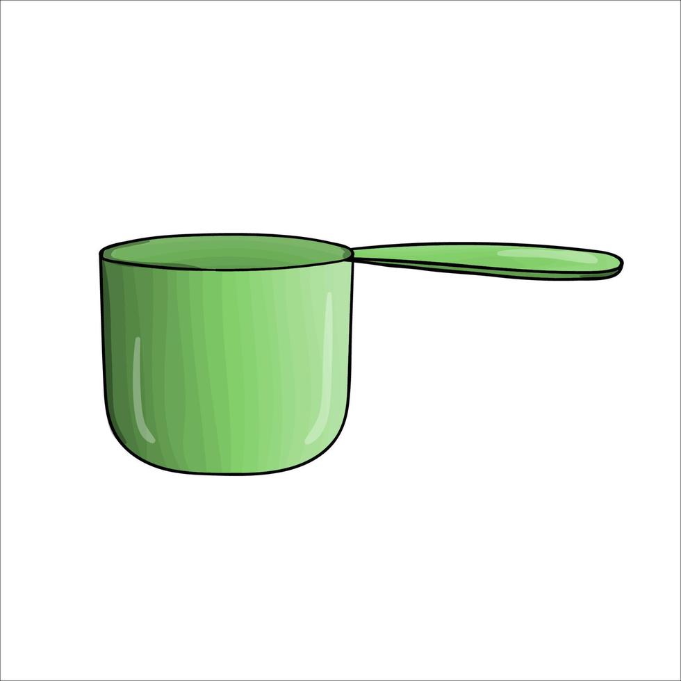 Vektor grüner Topf. Küchentopf-Symbol isoliert auf weißem Hintergrund. Kochgeräte im Cartoon-Stil. Geschirr-Vektor-Illustration