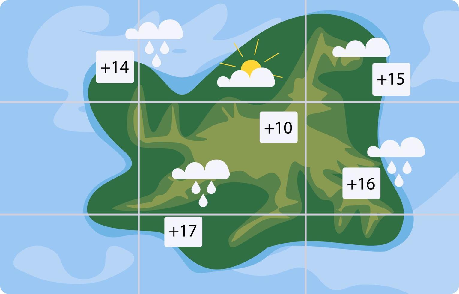 Wettervorhersagekarte halbflaches Farbvektorobjekt vektor