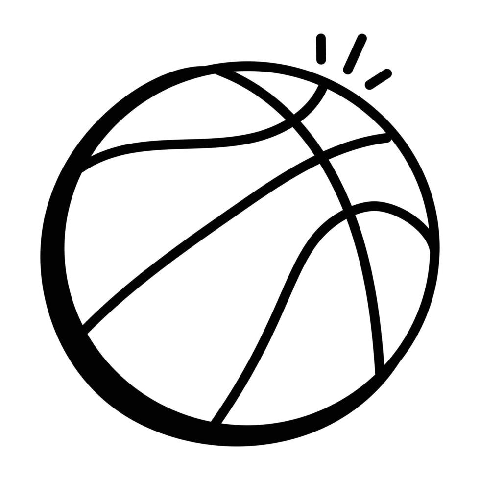 eine bearbeitbare handgezeichnete Ikone des Basketballs vektor