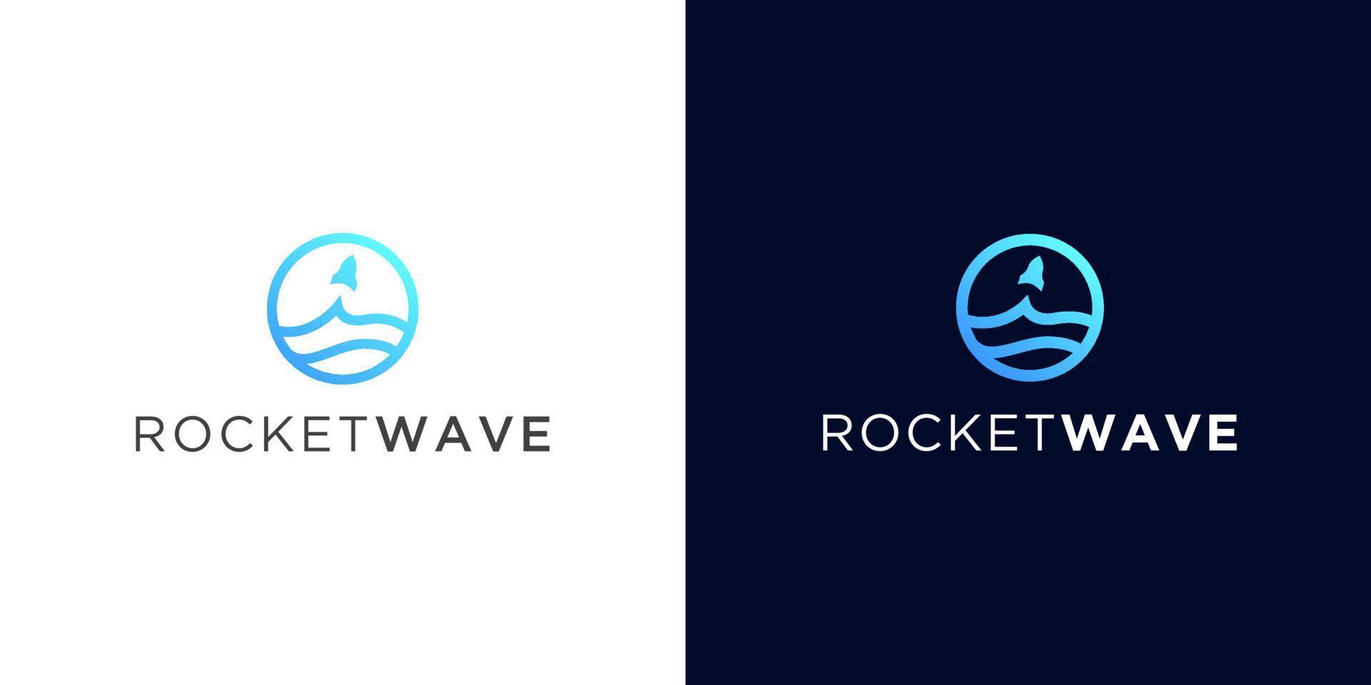 abstrakt blå rocket wave logotyp vektor