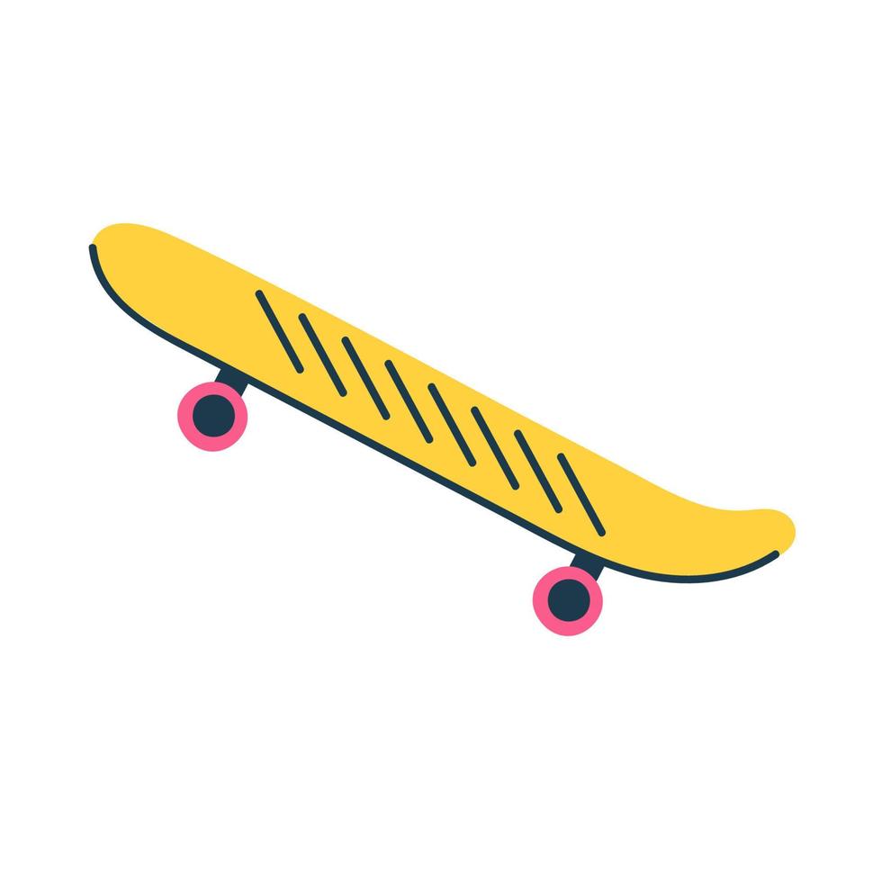 ein Skateboard im Doodle-Stil auf weißem Hintergrund. Vektor-Cliparts vektor