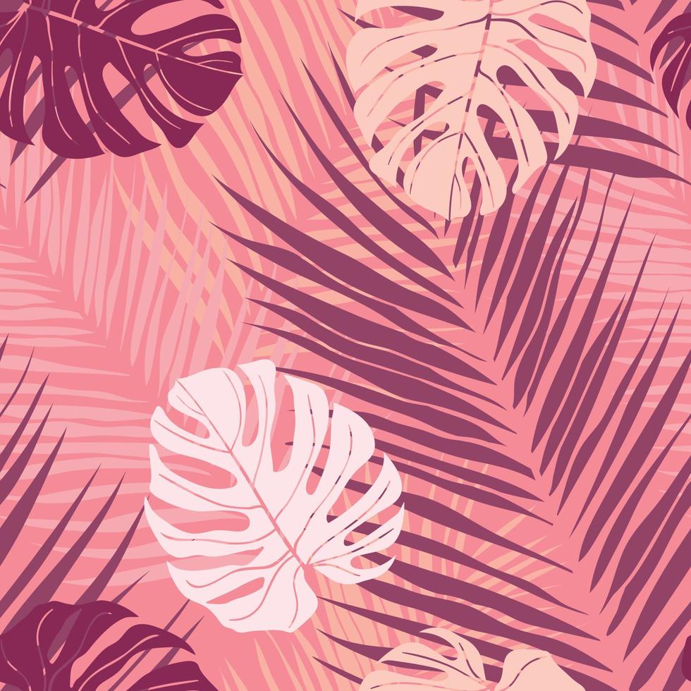 vackra tropiska löv gren seamless mönster design. tropiska löv, monstera leaf sömlös blommönster bakgrund. trendig brasiliansk illustration. vårsommar design för modetryck vektor