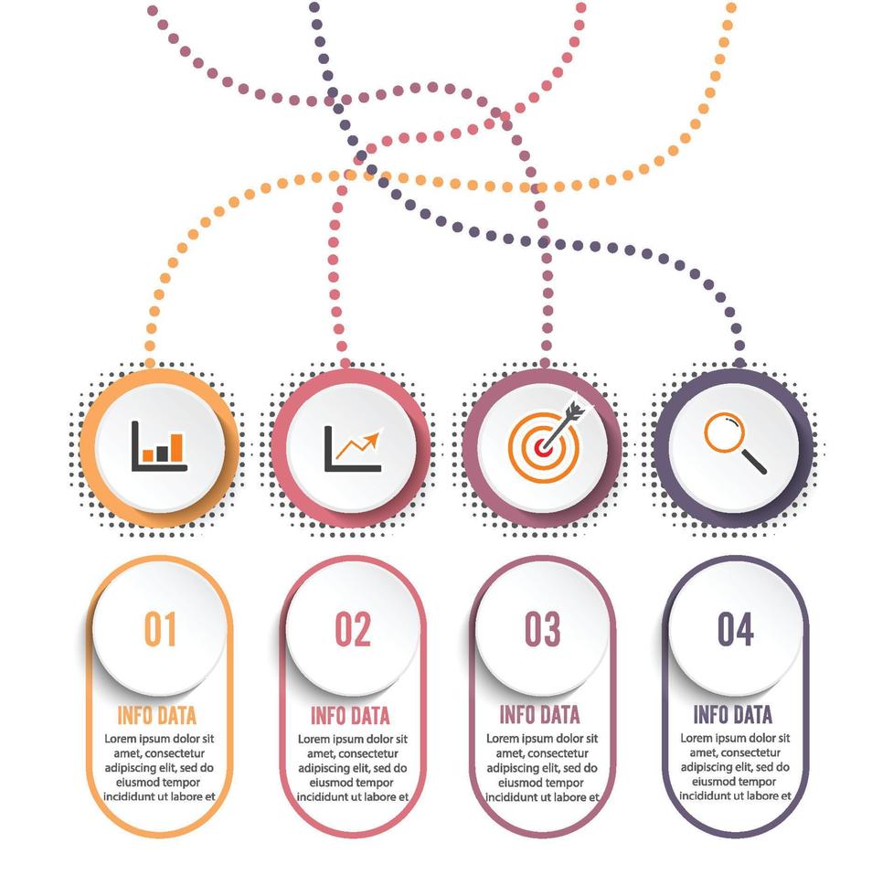 cirkel infographic mall fyra alternativ, process eller steg för affärspresentation vektor