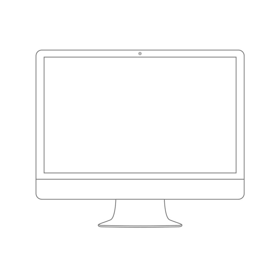 konturritning pc monitor. elegant design i tunn linje. vektor illustration.