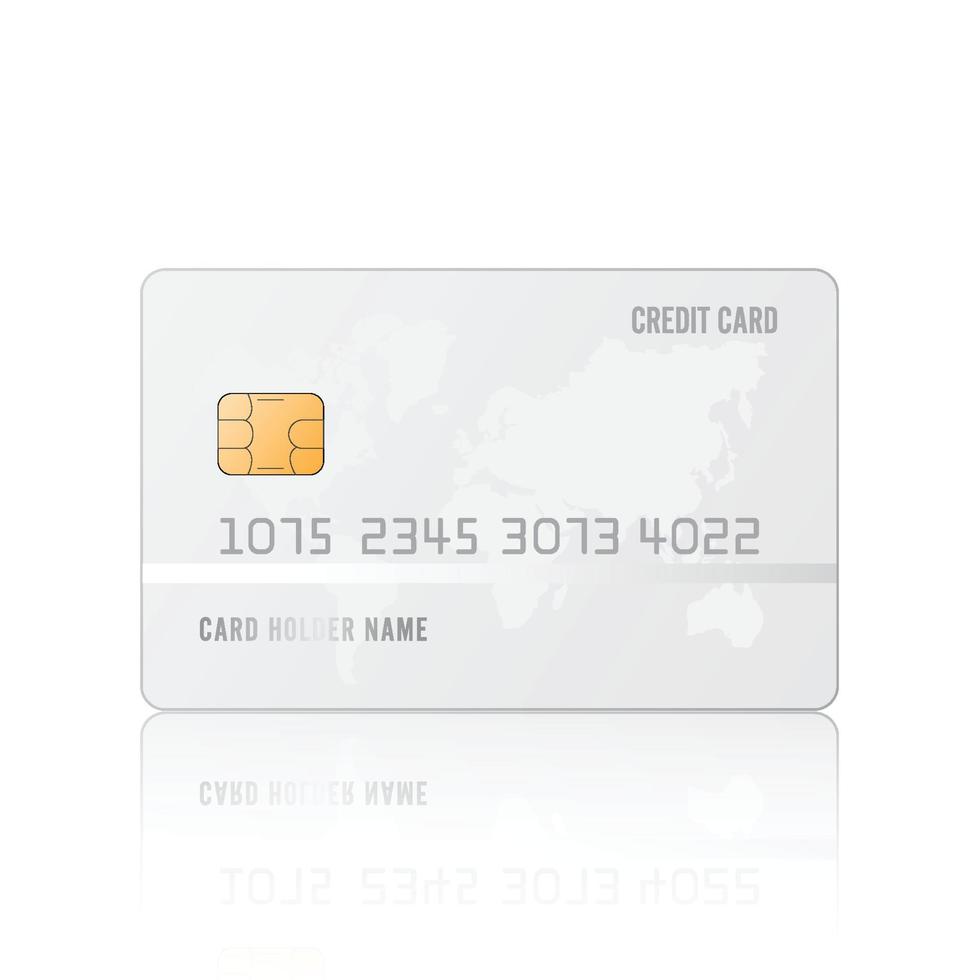 kreditkort realistisk mockup. klar plastkort mall på grå bakgrund. affärs- och finanskoncept. vektor