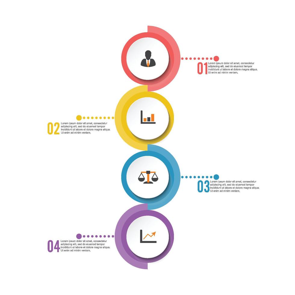 cirkel infographic mall fyra alternativ, process eller steg för affärspresentation vektor