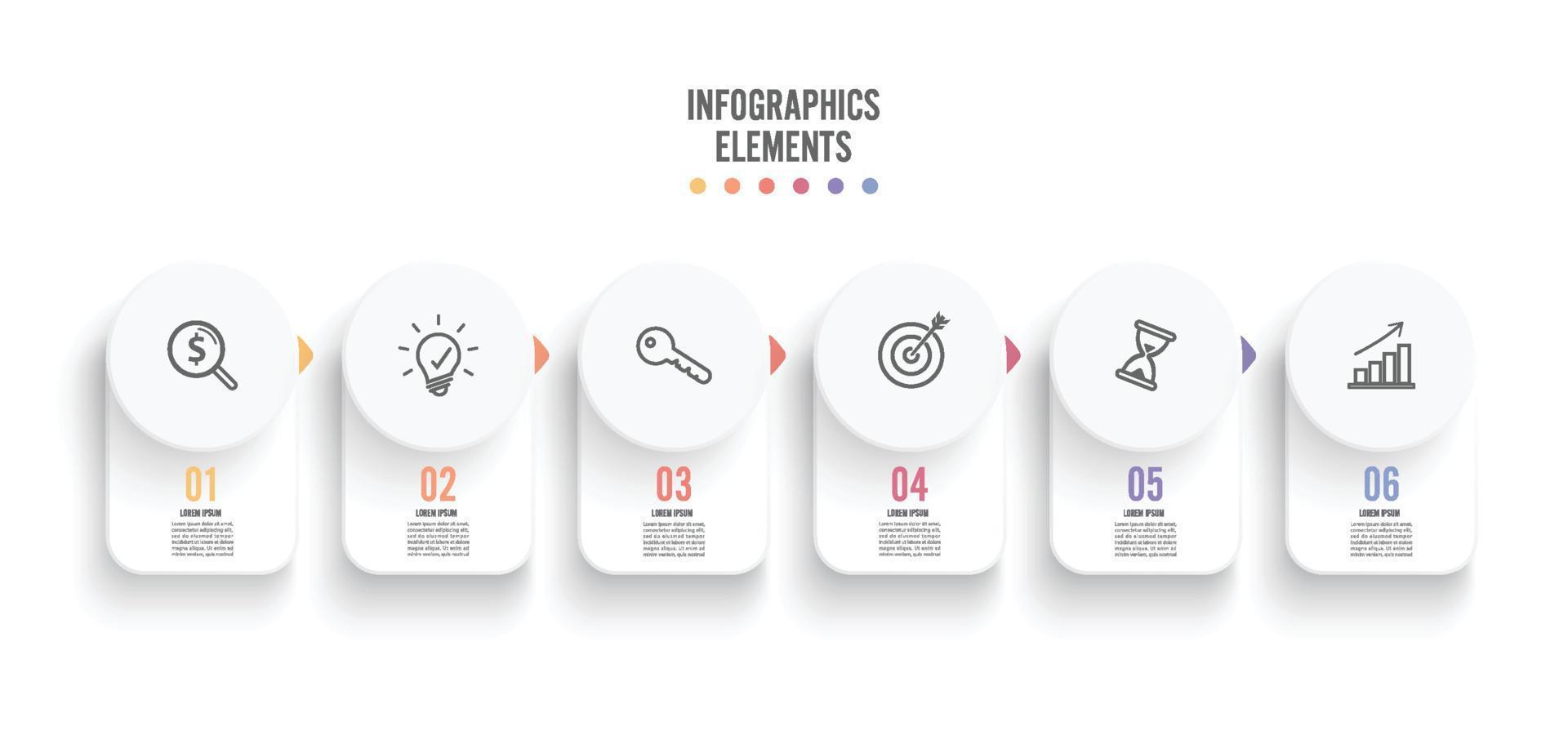 abstrakte Elemente der Grafik Infografik Vorlage mit Beschriftung, integrierte Kreise. Geschäftskonzept mit 6 Optionen. für Inhalt, Diagramm, Flussdiagramm, Schritte, Teile, Zeitleisten-Infografiken, Workflow-Layout. vektor