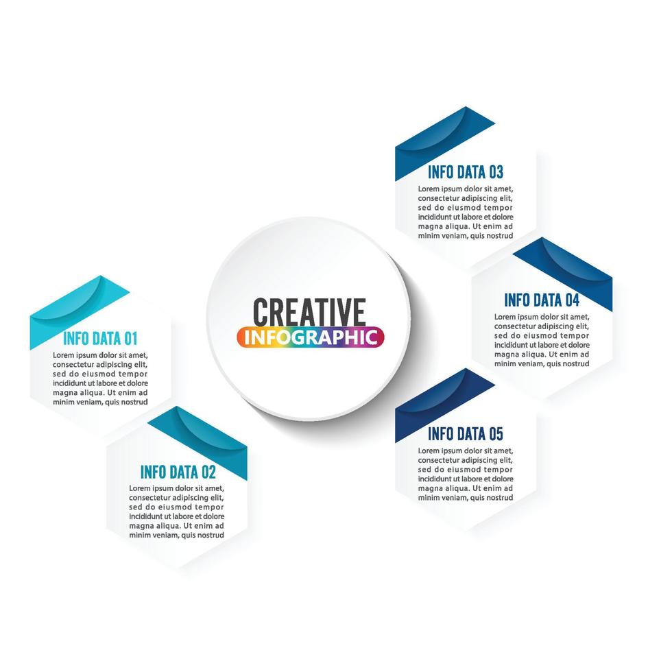 abstrakt infographics nummer 5 alternativ mall. vektor illustration. kan användas för arbetsflödeslayout, diagram, affärsstegsalternativ, banner, webbdesign. visualisering av affärsdata. processdiagram.