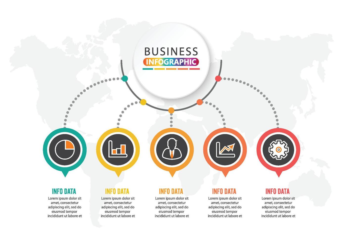 Vorlage für abstrakte Infografiken-Nummernoptionen. Vektorillustration. Kann für Workflow-Layout, Diagramm, Geschäftsschrittoptionen, Banner und Webdesign verwendet werden. Strichsymbole. vektor