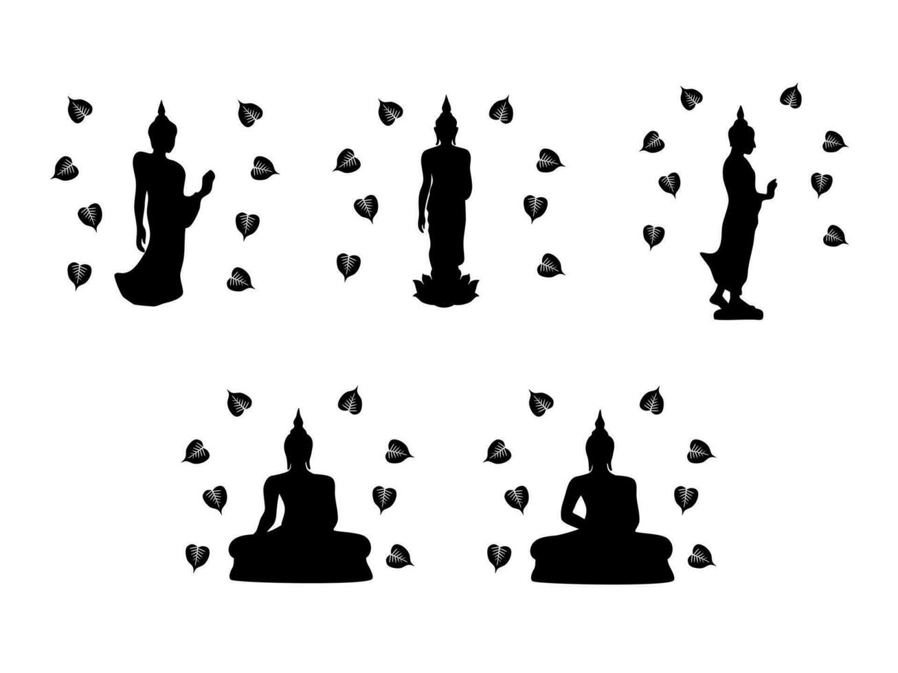 Vektor-Buddha-Buddhismus 5 schwarze Schatten vektor