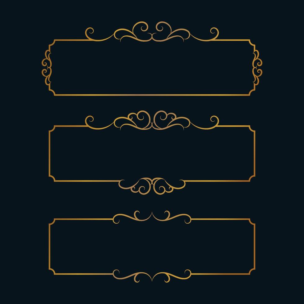 klassisk vintage dekorativa gyllene ramar set om tre. - vektor. vektor