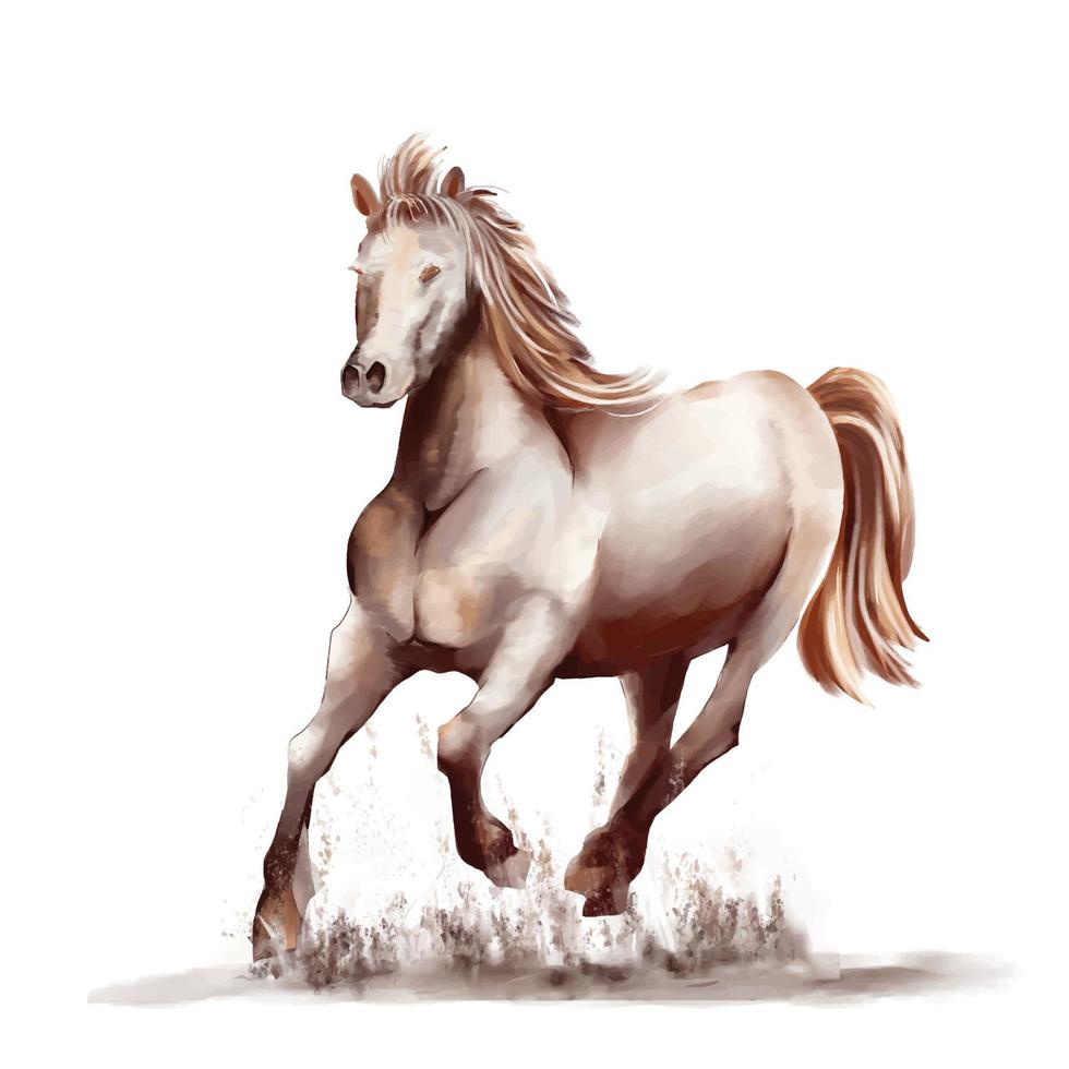 kör häst svart och vit akvarell stil på vit bakgrund vektor