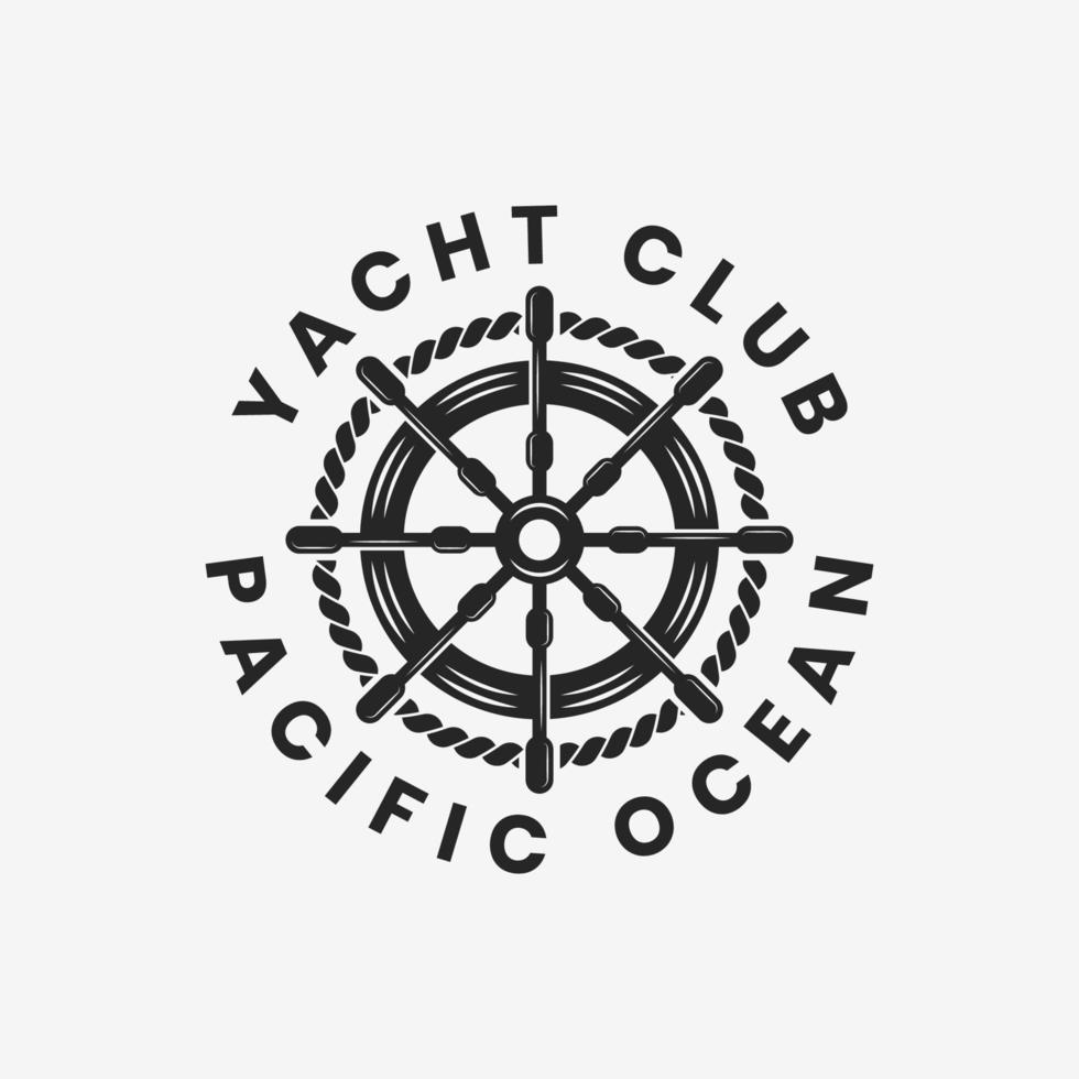 nautische Yacht mit Logo-Designvorlage im Vintage-Stil, nautisches Logo-Vektorillustrationsdesign für Anker vektor