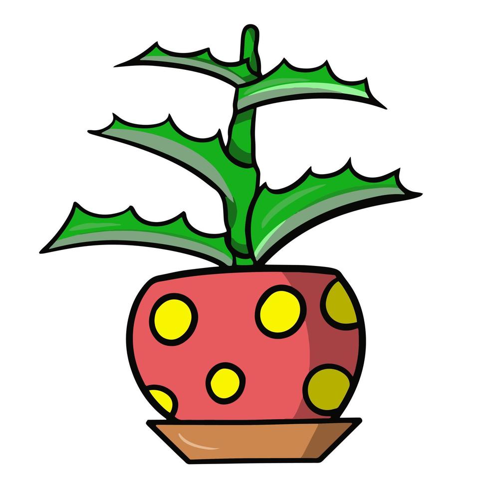 grüne Aloe-Pflanze in einem roten Topf, Zimmerpflanzen, Cartoon-Vektor-Illustration auf weißem Hintergrund vektor