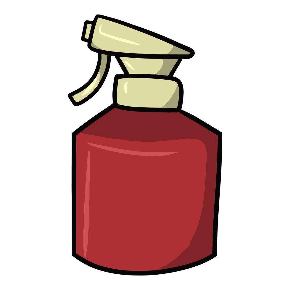 rote Flasche zum Sprühen von Pflanzen, Düngersprüher, Gartensammlung, Cartoon-Vektorillustration auf weißem Hintergrund vektor