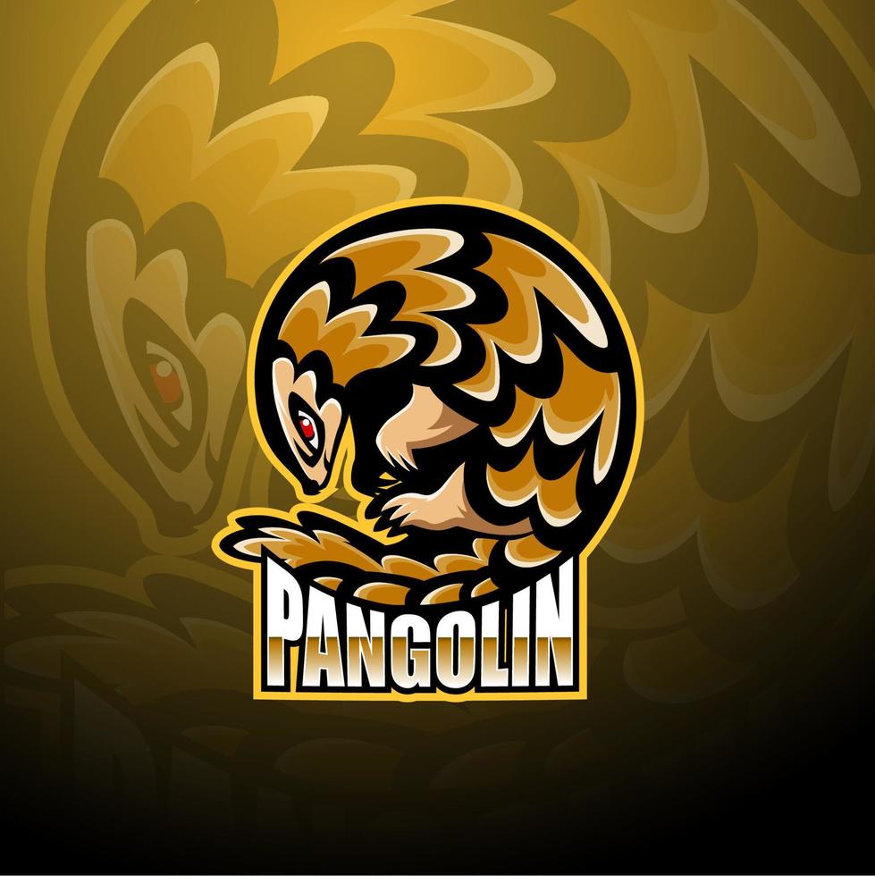 logotypdesign för pangolin esport maskot vektor