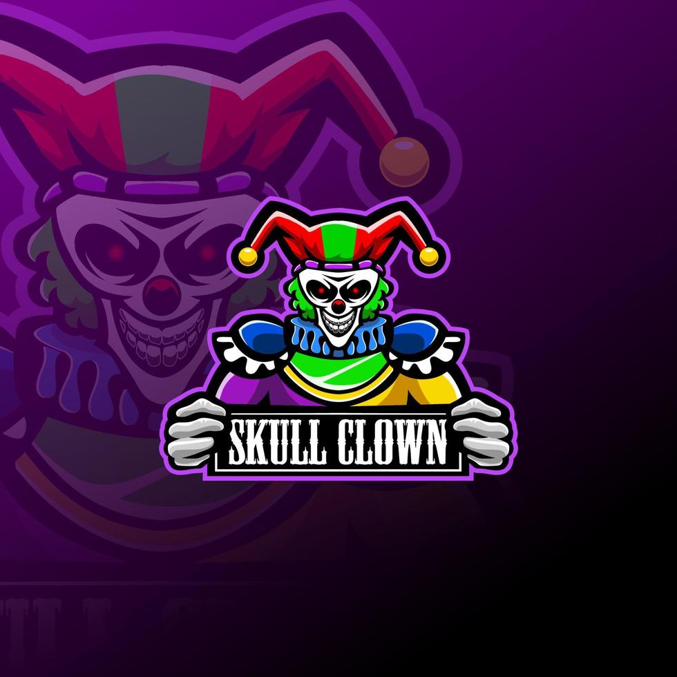 skalle clown esport maskot logotyp vektor