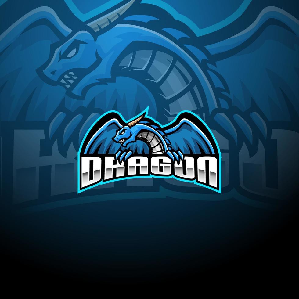 Drachen-Esport-Maskottchen-Logo-Design vektor