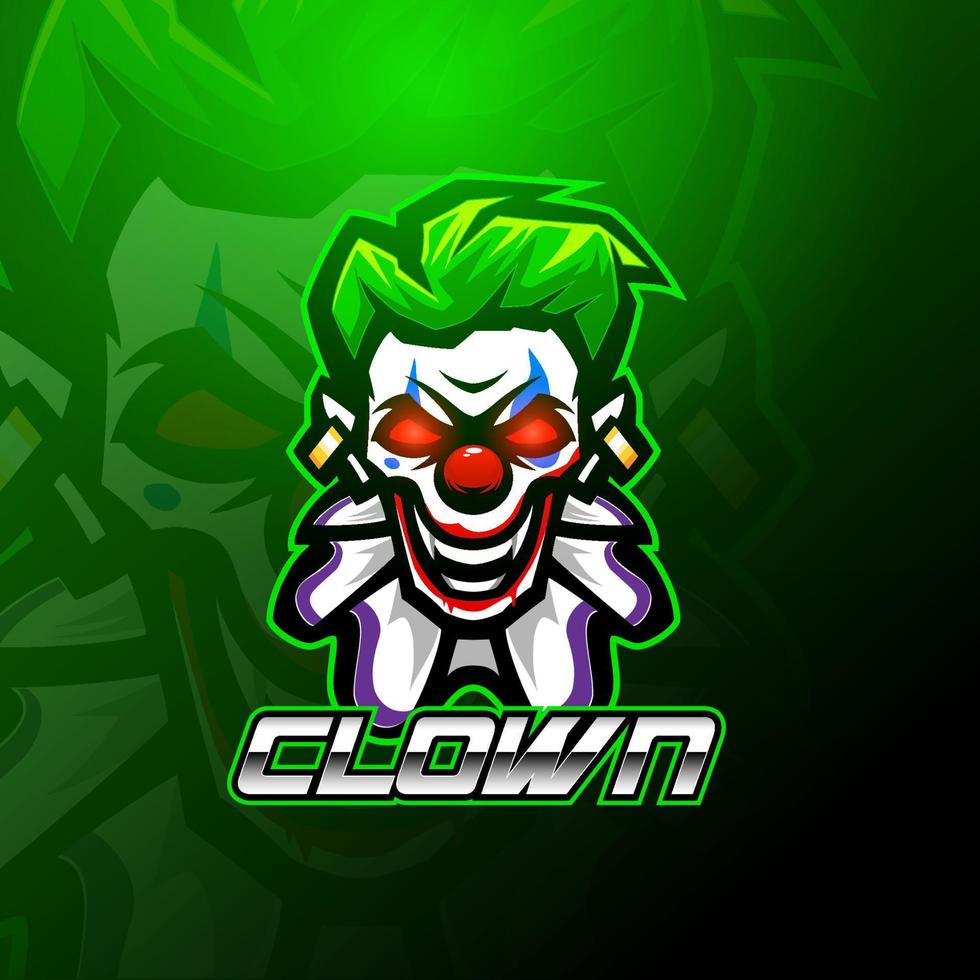Clown-Esport-Maskottchen-Logo-Design vektor