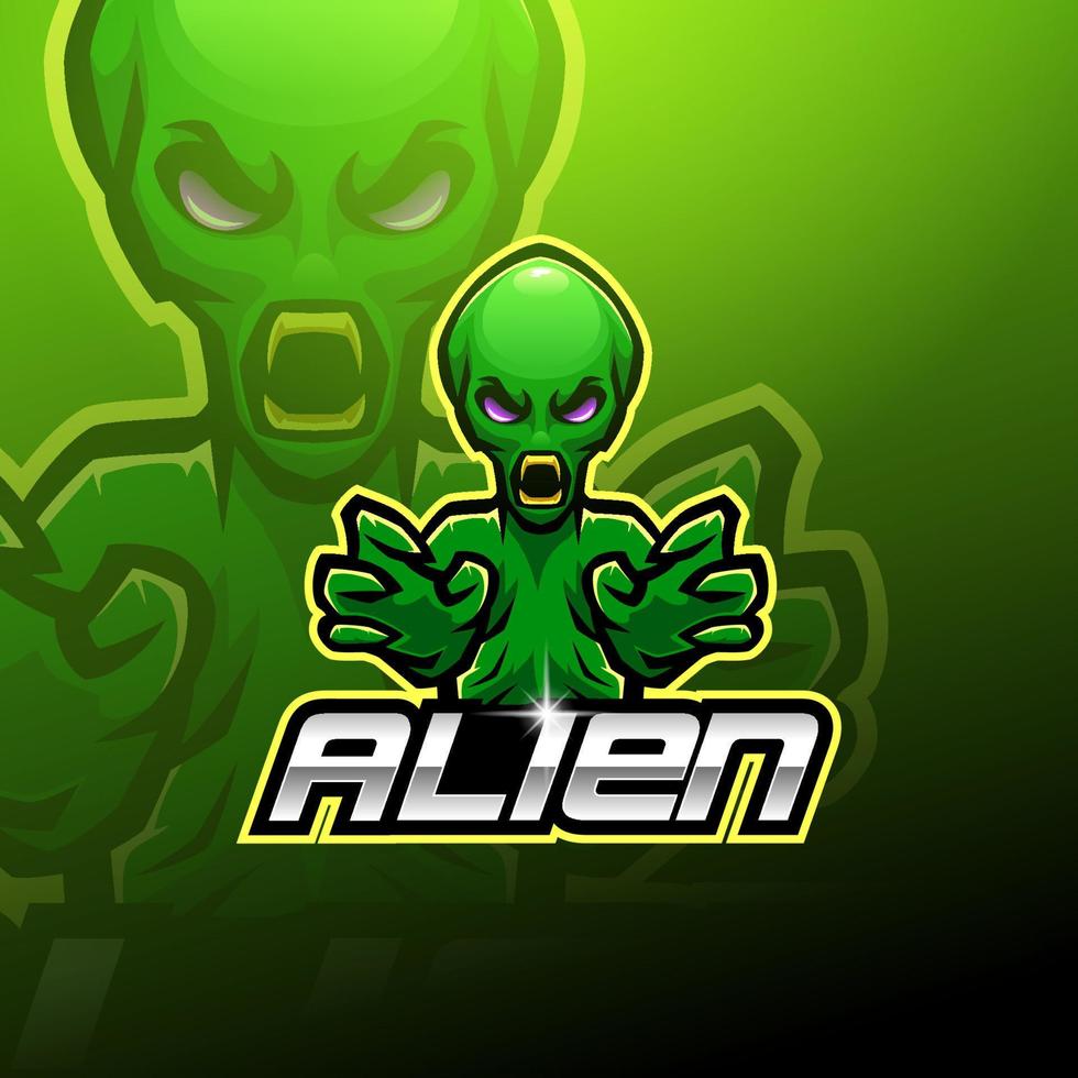 alien esport maskot logo design vektor