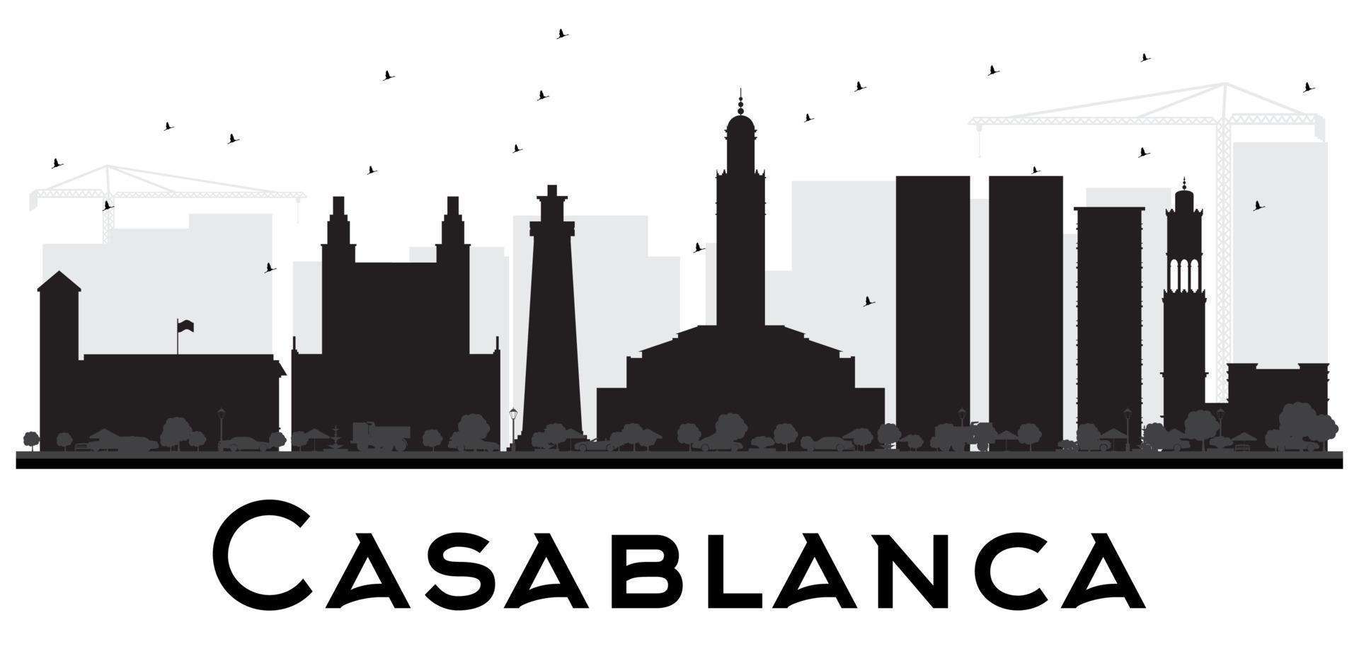 Casablanca City Skyline Schwarz-Weiß-Silhouette. vektor